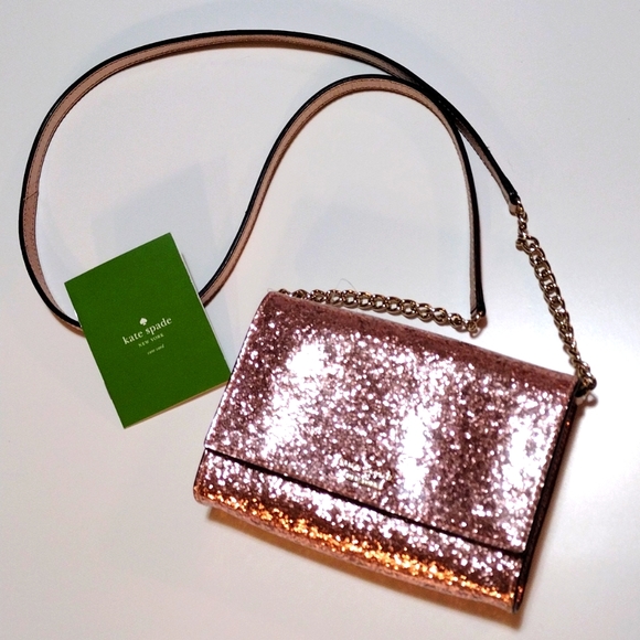 kate spade Bags Kate Spade Pink Glitter Crossbody Clutch Poshmark